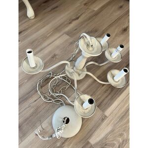 Vintage Designer Ivory Farmhouse Dining Living Room Chandelier 5 Movable Arms